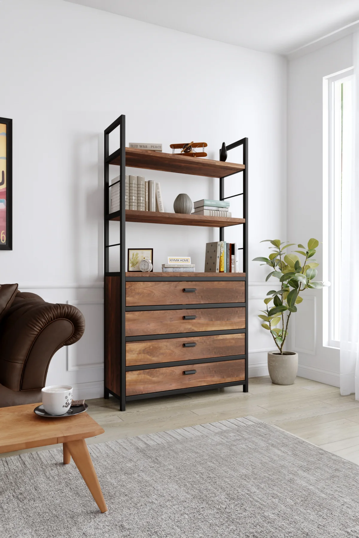 3014 Kitaplık – %100 Gerçek Ağaç, Uzun Ömürlü Kullanım, Kişiye Özel Üretim varyasyon görseli