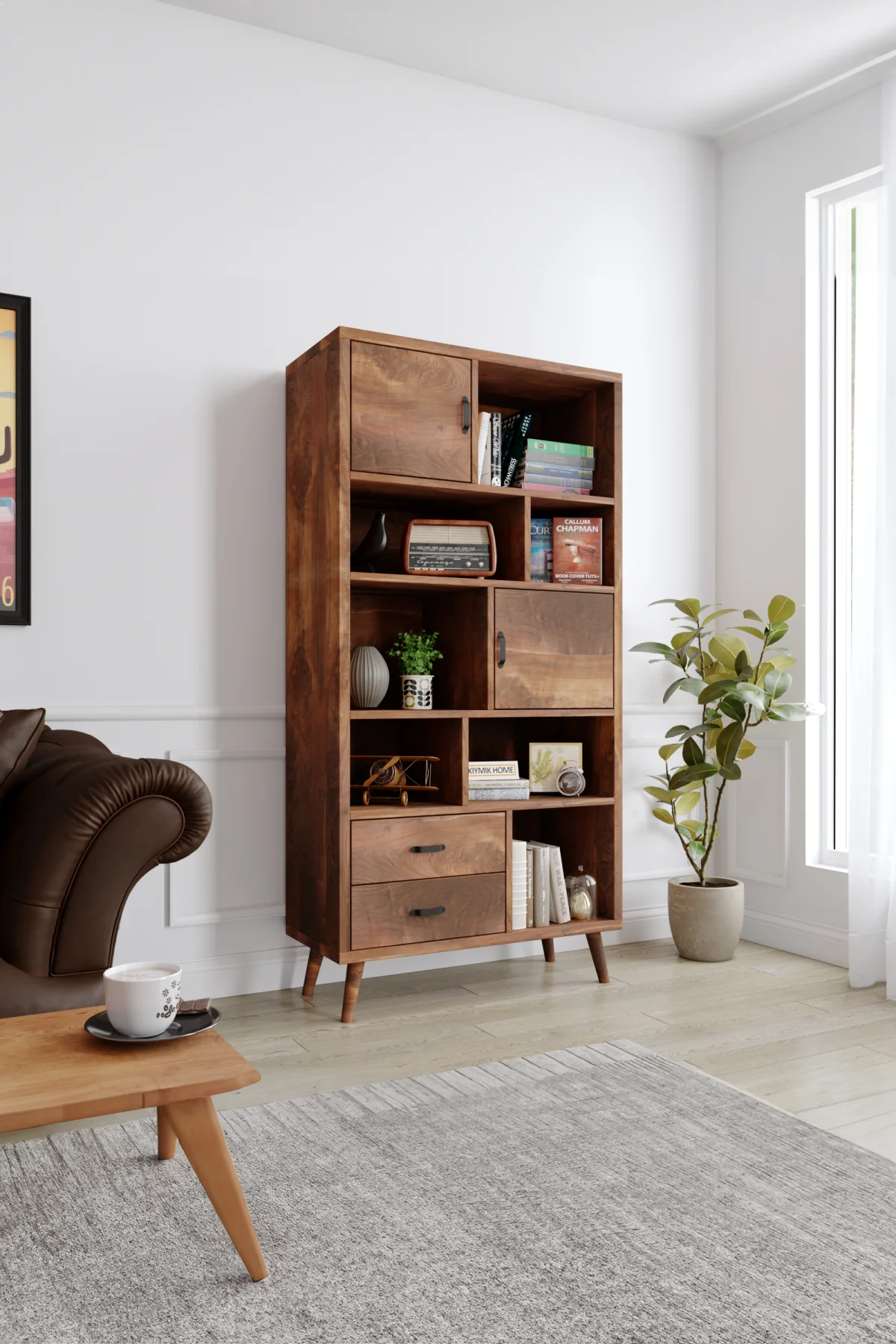 3018 Kitaplık – %100 Gerçek Ağaç, Uzun Ömürlü Kullanım, Kişiye Özel Üretim varyasyon görseli