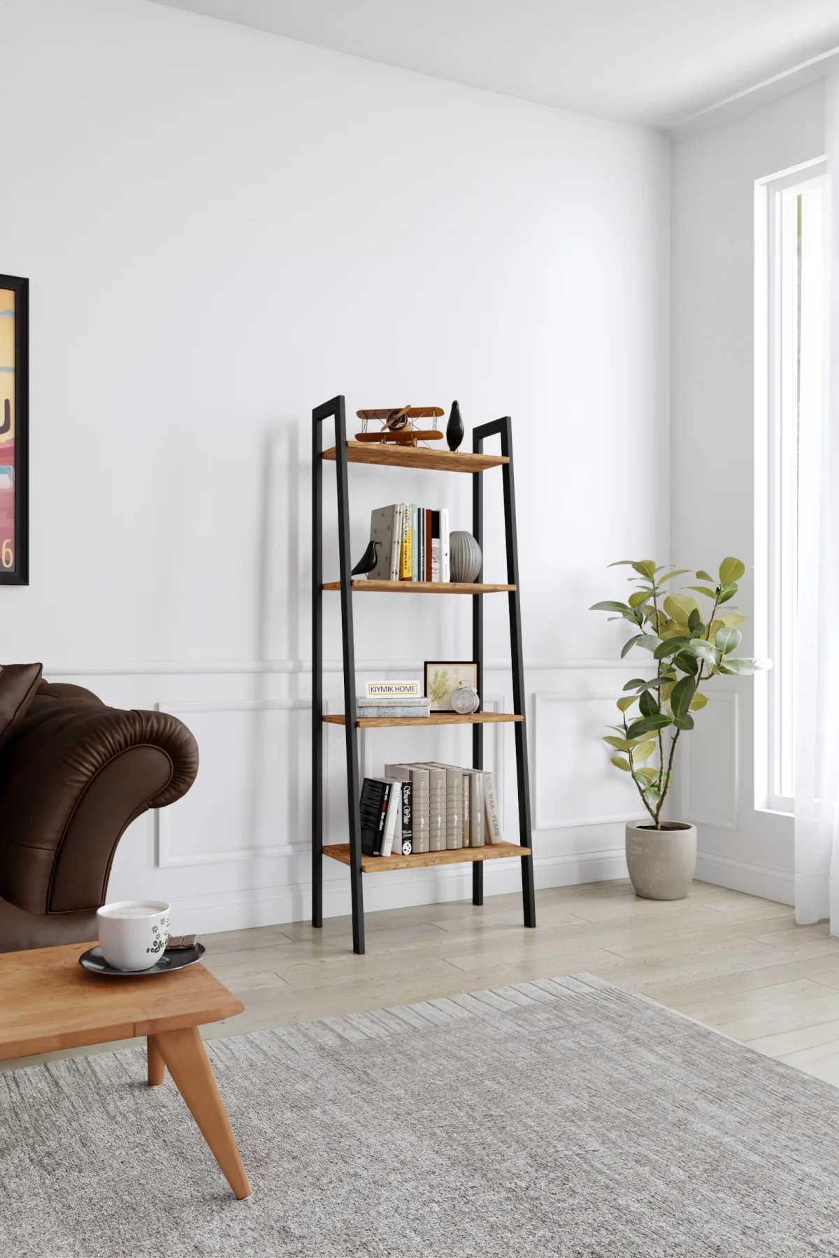 3005 Kitaplık – %100 Gerçek Ağaç, Uzun Ömürlü Kullanım, Kişiye Özel Üretim varyasyon görseli