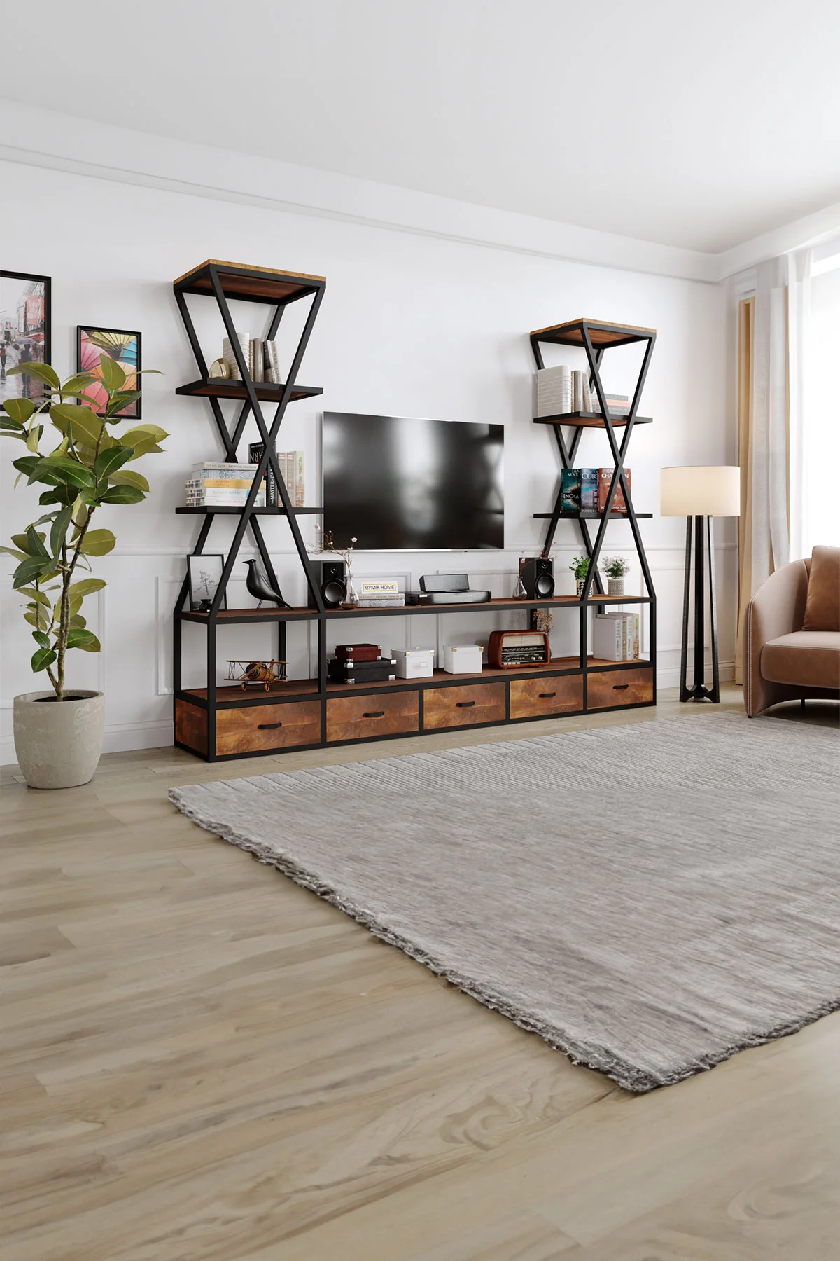 Çiğdem Tv Ünitesi – %100 Gerçek Ağaç, Uzun Ömürlü Kullanım, Kişiye Özel Üretim varyasyon görseli