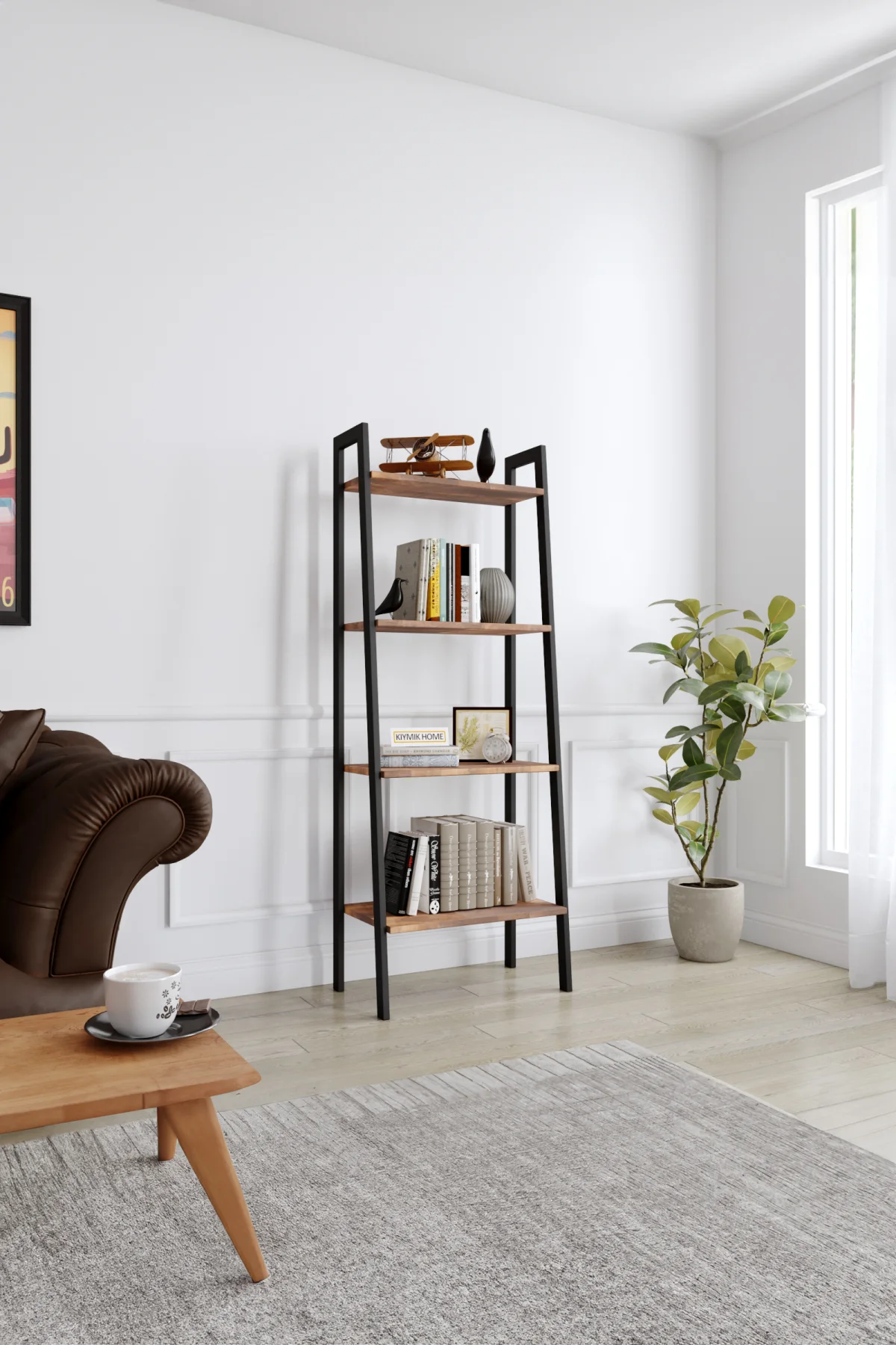 3005 Kitaplık – %100 Gerçek Ağaç, Uzun Ömürlü Kullanım, Kişiye Özel Üretim varyasyon görseli