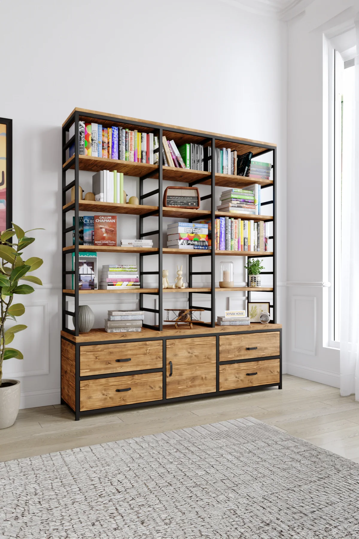 3006 Kitaplık – %100 Gerçek Ağaç, Uzun Ömürlü Kullanım, Kişiye Özel Üretim varyasyon görseli