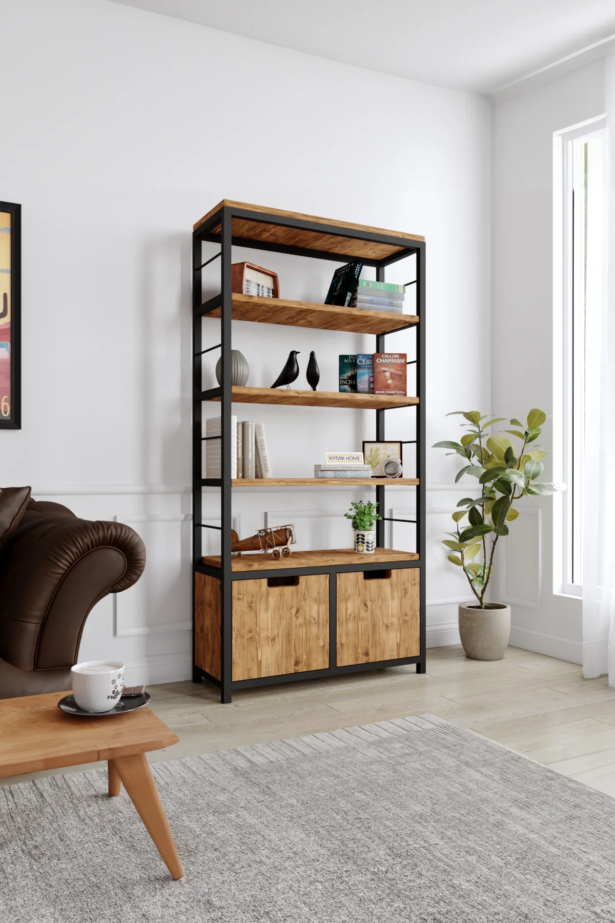 3010 Kitaplık – %100 Gerçek Ağaç, Uzun Ömürlü Kullanım, Kişiye Özel Üretim varyasyon görseli