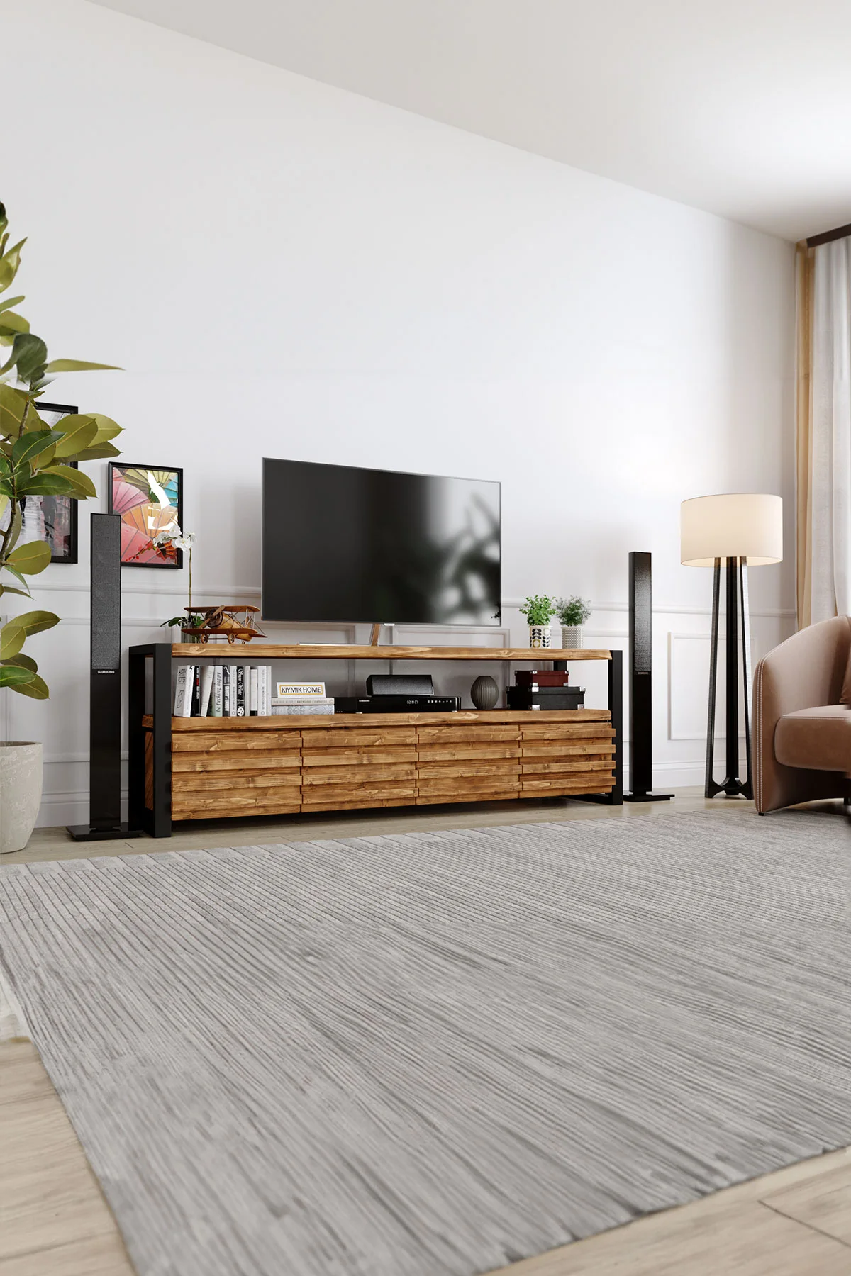 Ihlamur Tv Ünitesi – %100 Gerçek Ağaç, Uzun Ömürlü Kullanım, Kişiye Özel Üretim varyasyon görseli