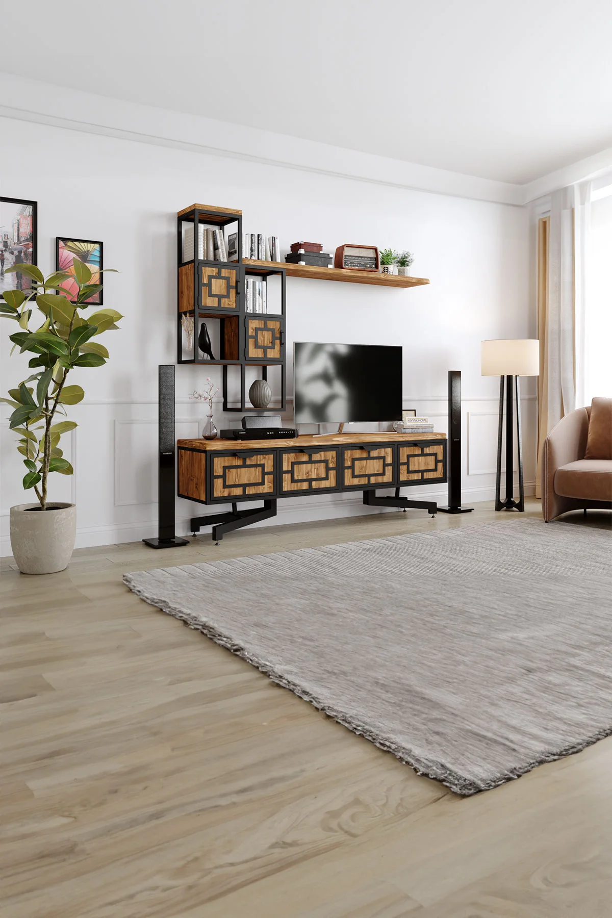 Orkide Tv Ünitesi – %100 Gerçek Ağaç, Uzun Ömürlü Kullanım, Kişiye Özel Üretim varyasyon görseli