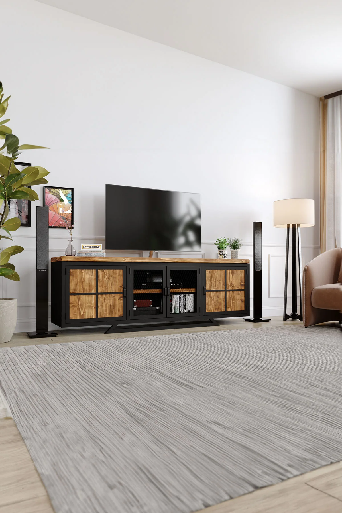 Manolya Tv Ünitesi – %100 Gerçek Ağaç, Uzun Ömürlü Kullanım, Kişiye Özel Üretim varyasyon görseli