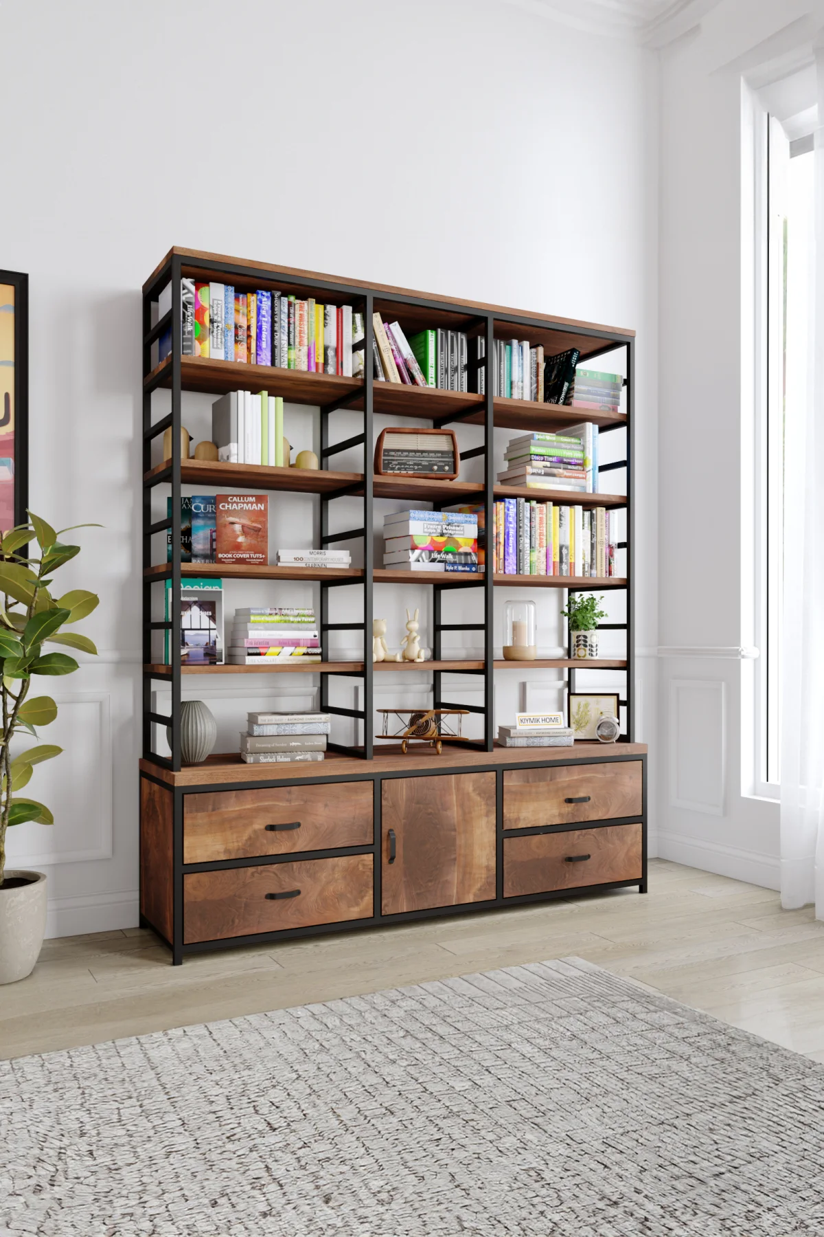 3006 Kitaplık – %100 Gerçek Ağaç, Uzun Ömürlü Kullanım, Kişiye Özel Üretim varyasyon görseli