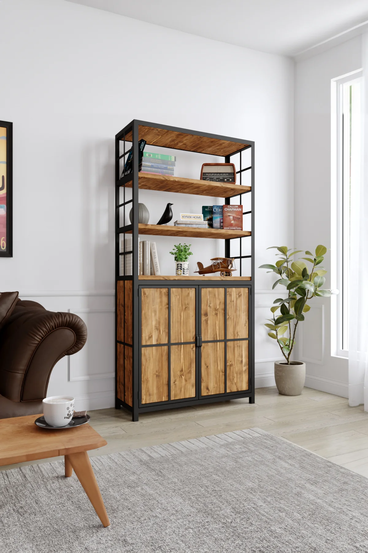 3012 Kitaplık – %100 Gerçek Ağaç, Uzun Ömürlü Kullanım, Kişiye Özel Üretim varyasyon görseli