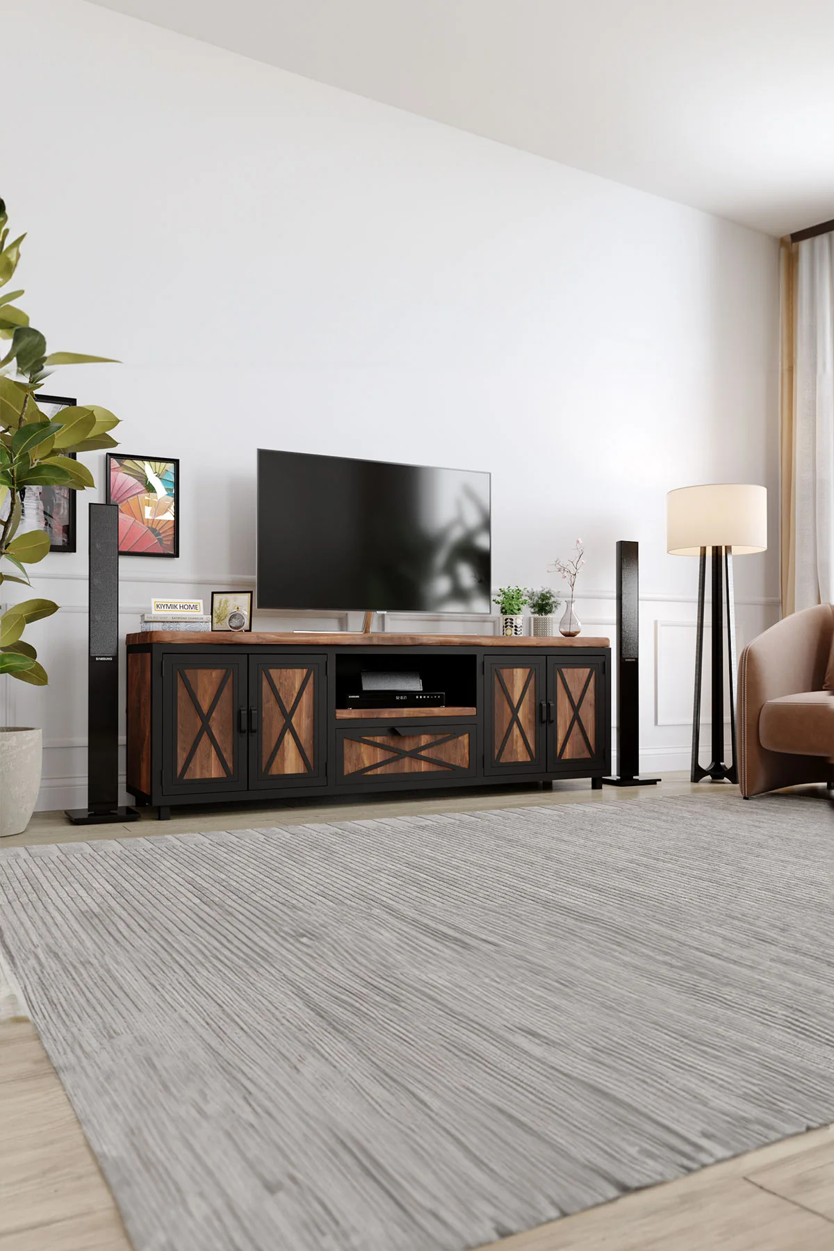 Açelya Tv Ünitesi – %100 Gerçek Ağaç, Uzun Ömürlü Kullanım, Kişiye Özel Üretim varyasyon görseli