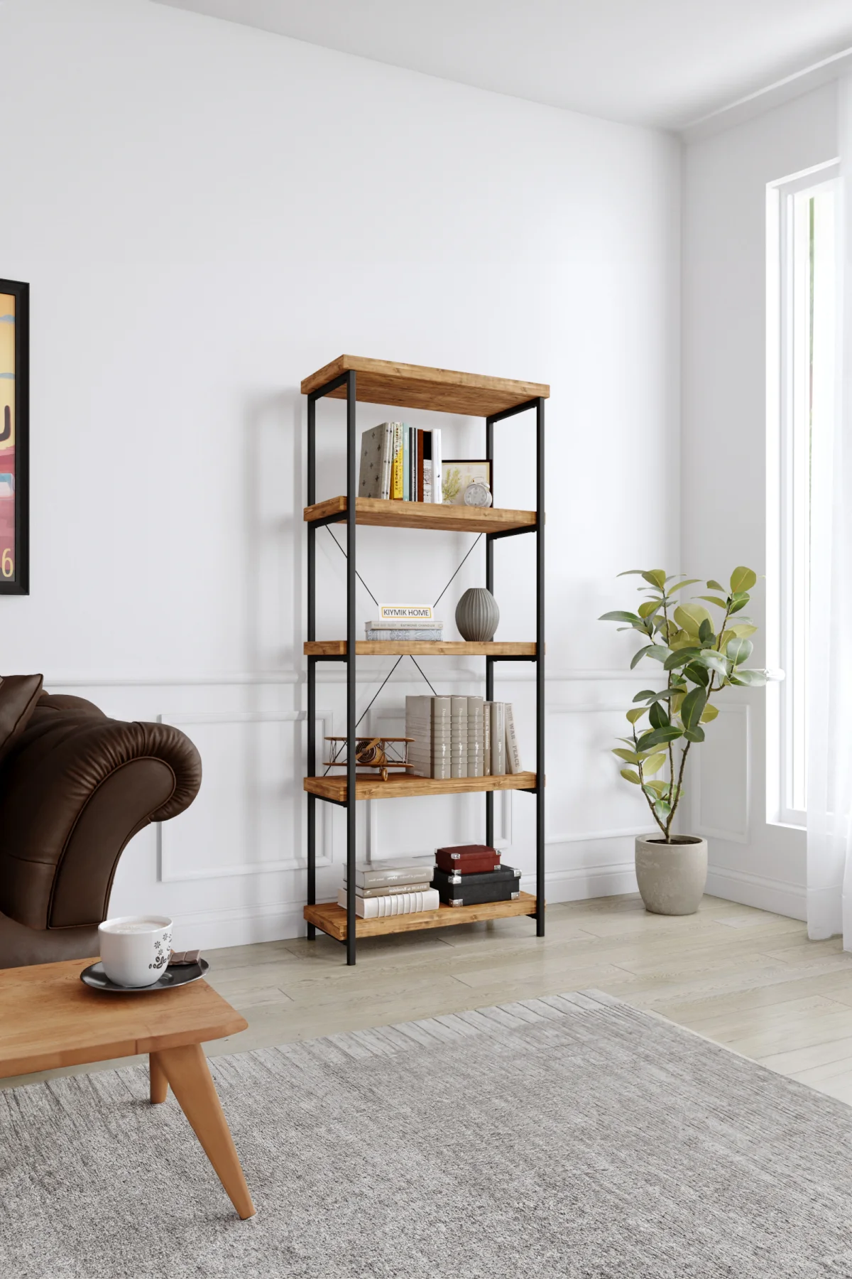 3003 Kitaplık – %100 Gerçek Ağaç, Uzun Ömürlü Kullanım, Kişiye Özel Üretim varyasyon görseli