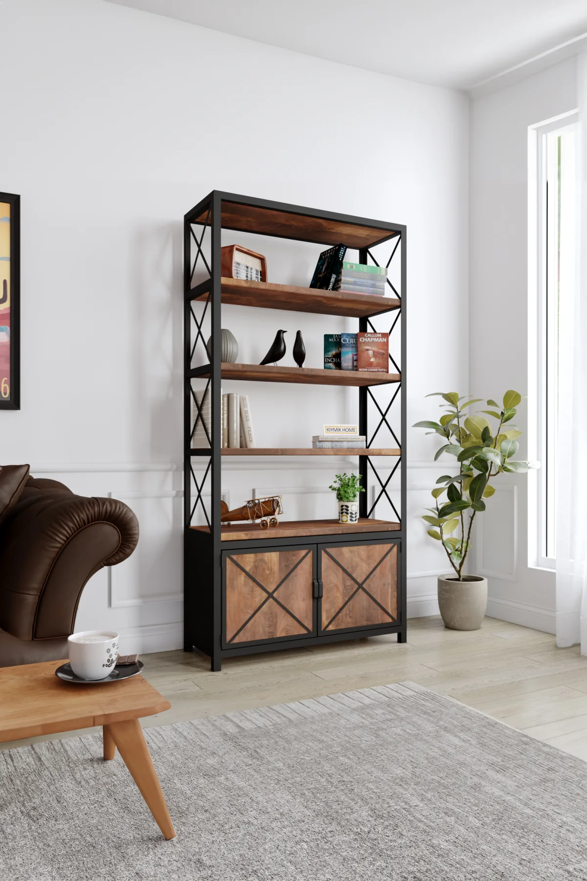 3011 Kitaplık – %100 Gerçek Ağaç, Uzun Ömürlü Kullanım, Kişiye Özel Üretim varyasyon görseli