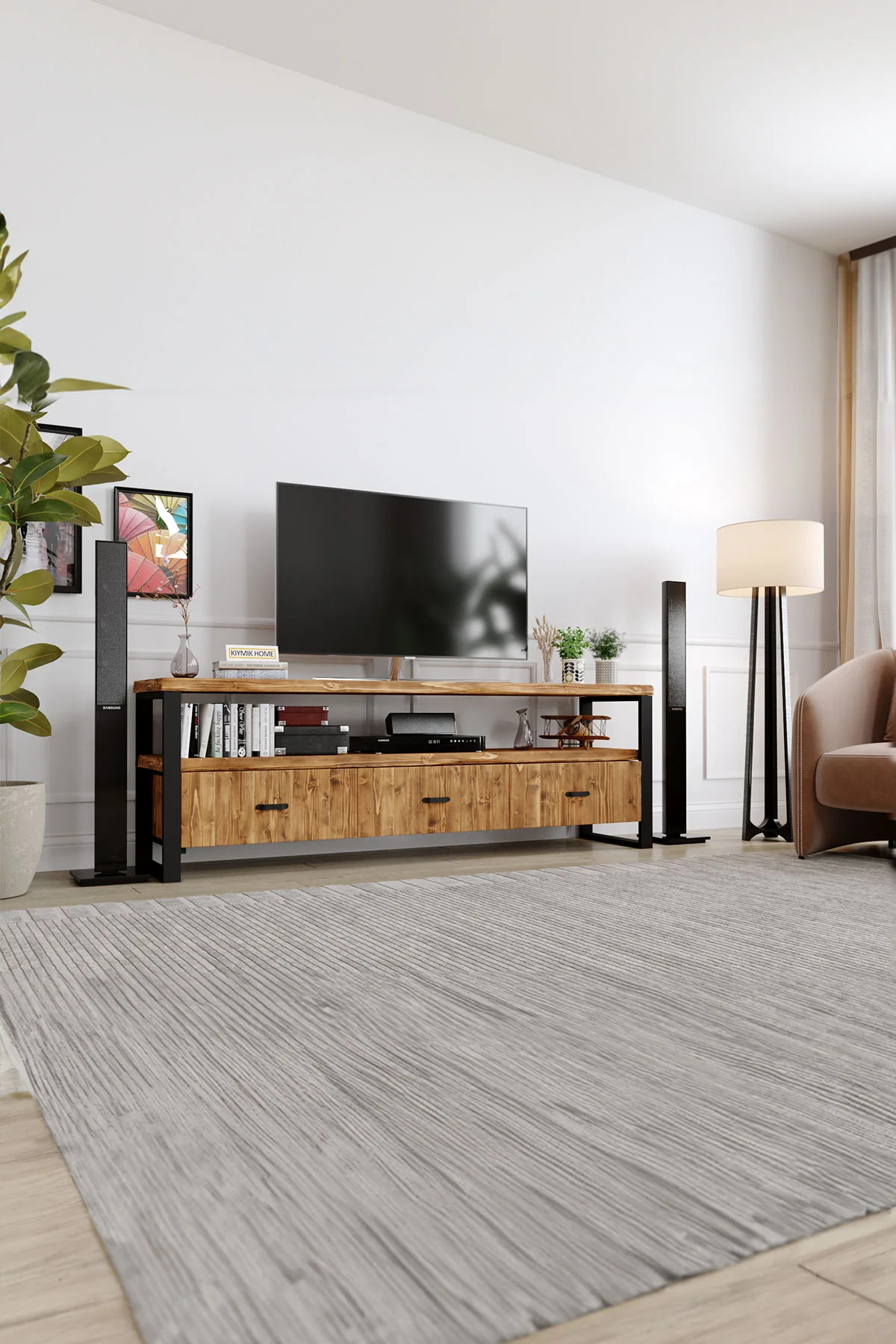 Sümbül Tv Ünitesi – %100 Gerçek Ağaç, Uzun Ömürlü Kullanım, Kişiye Özel Üretim varyasyon görseli