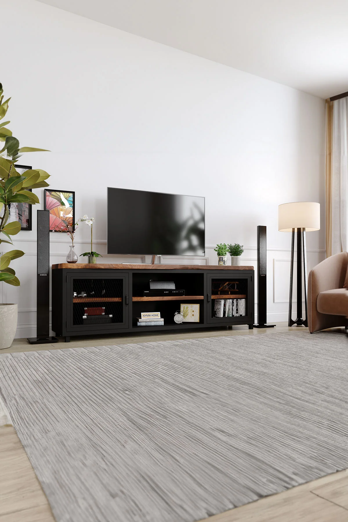 Zambak Tv Ünitesi – %100 Gerçek Ağaç, Uzun Ömürlü Kullanım, Kişiye Özel Üretim varyasyon görseli