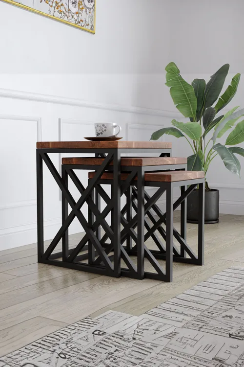 4002 Zigon Sehpa – %100 Gerçek Ağaç, Uzun Ömürlü Kullanım, Kişiye Özel Üretim