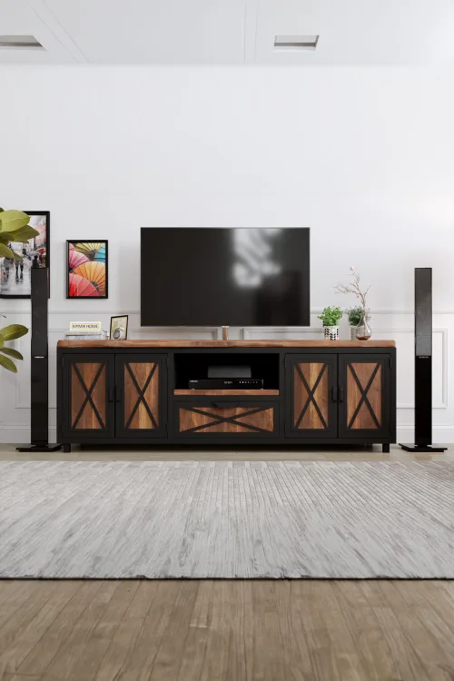 Açelya Tv Ünitesi – %100 Gerçek Ağaç, Uzun Ömürlü Kullanım, Kişiye Özel Üretim