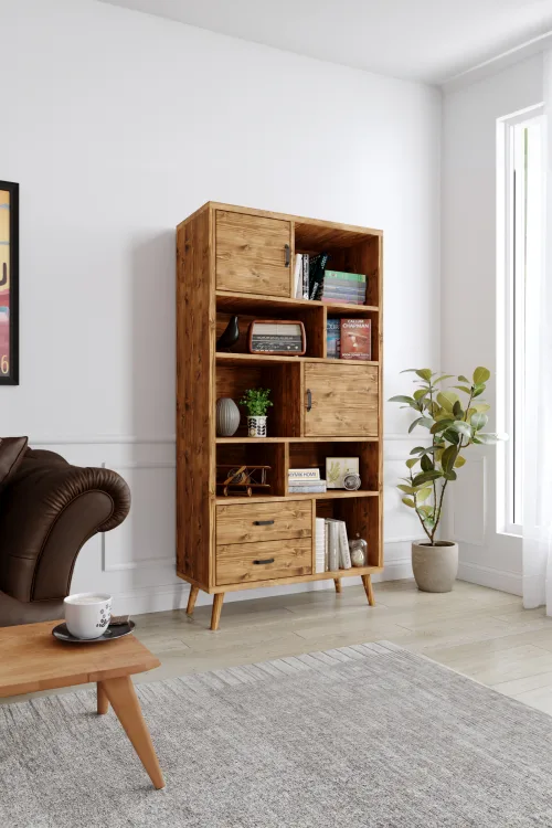 3018 Kitaplık – %100 Gerçek Ağaç, Uzun Ömürlü Kullanım, Kişiye Özel Üretim