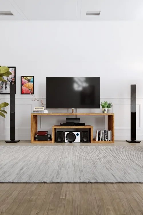 Begonvil Tv Ünitesi – %100 Gerçek Ağaç, Uzun Ömürlü Kullanım, Kişiye Özel Üretim