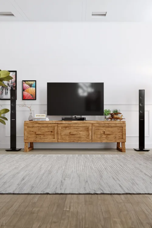 Zakkum Tv Ünitesi – %100 Gerçek Ağaç, Uzun Ömürlü Kullanım, Kişiye Özel Üretim