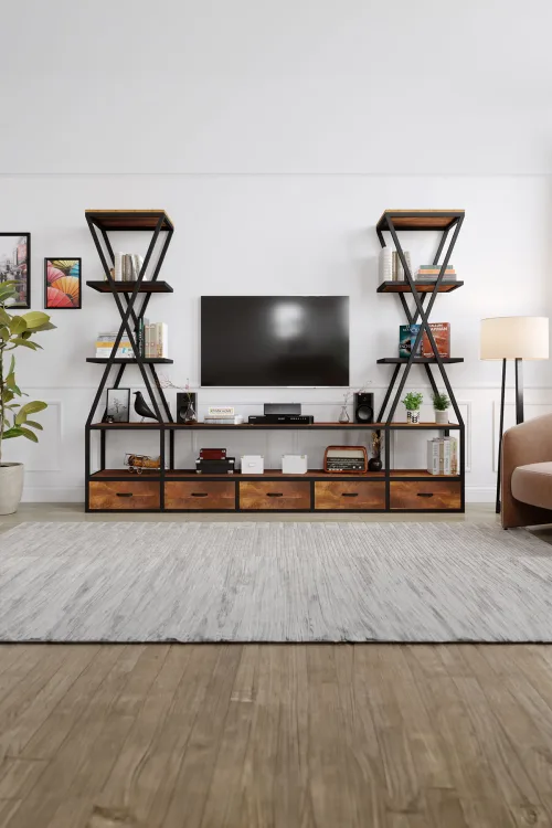 Çiğdem Tv Ünitesi – %100 Gerçek Ağaç, Uzun Ömürlü Kullanım, Kişiye Özel Üretim