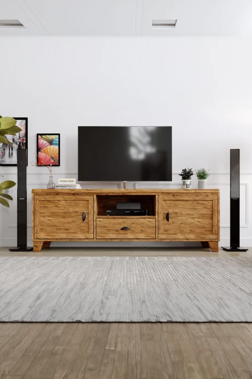 Lavanta Tv Ünitesi – %100 Gerçek Ağaç, Uzun Ömürlü Kullanım, Kişiye Özel Üretim