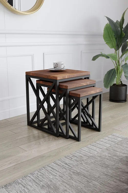 4002 Zigon Sehpa – %100 Gerçek Ağaç, Uzun Ömürlü Kullanım, Kişiye Özel Üretim