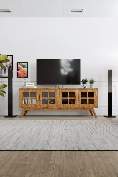 Piyan Tv Ünitesi – %100 Gerçek Ağaç, Uzun Ömürlü Kullanım, Kişiye Özel Üretim