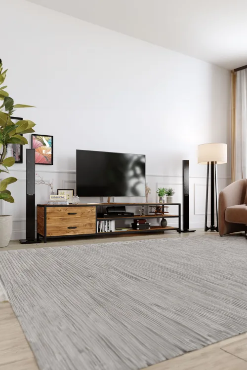 Fulya Tv Ünitesi – %100 Gerçek Ağaç, Uzun Ömürlü Kullanım, Kişiye Özel Üretim