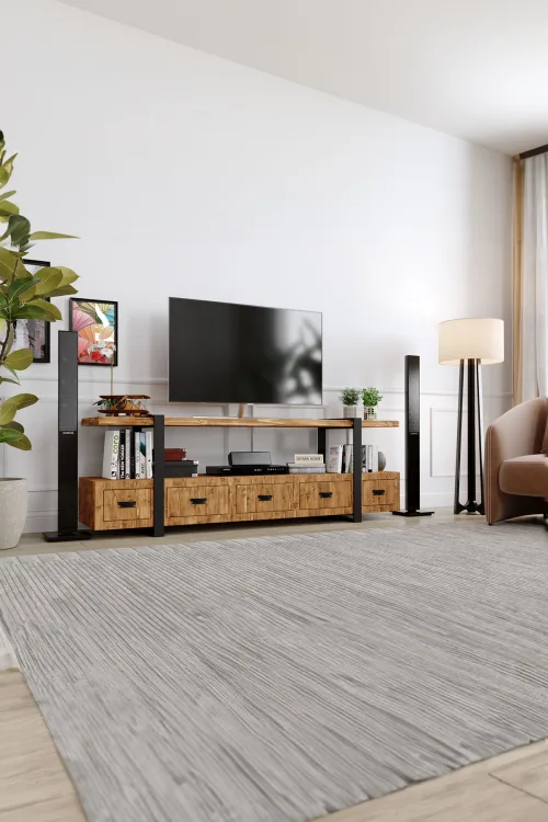 Kaktüs Tv Ünitesi – %100 Gerçek Ağaç, Uzun Ömürlü Kullanım, Kişiye Özel Üretim