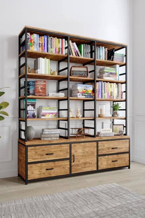 3006 Kitaplık – %100 Gerçek Ağaç, Uzun Ömürlü Kullanım, Kişiye Özel Üretim