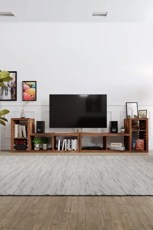 Akasya Tv Ünitesi – %100 Gerçek Ağaç, Uzun Ömürlü Kullanım, Kişiye Özel Üretim