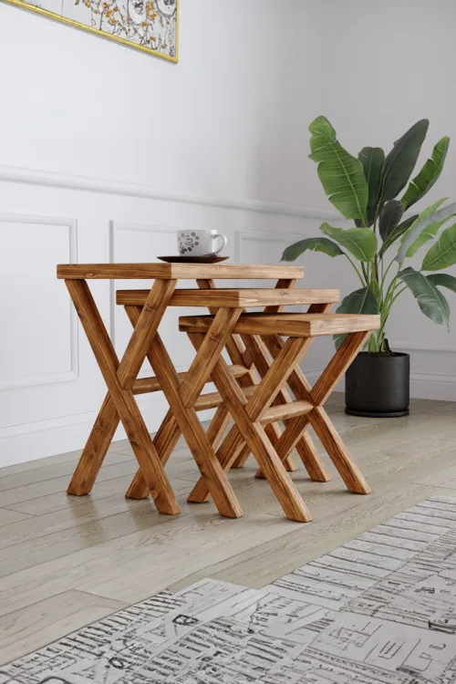 4013 Zigon Sehpa – %100 Gerçek Ağaç, Uzun Ömürlü Kullanım, Kişiye Özel Üretim