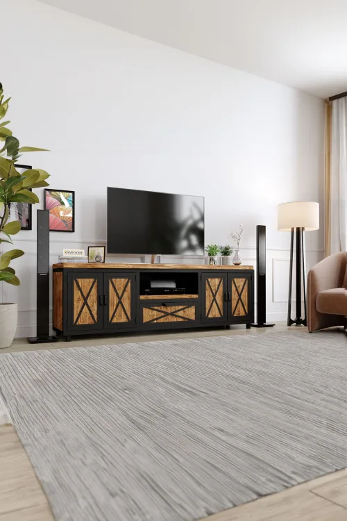 Açelya Tv Ünitesi – %100 Gerçek Ağaç, Uzun Ömürlü Kullanım, Kişiye Özel Üretim