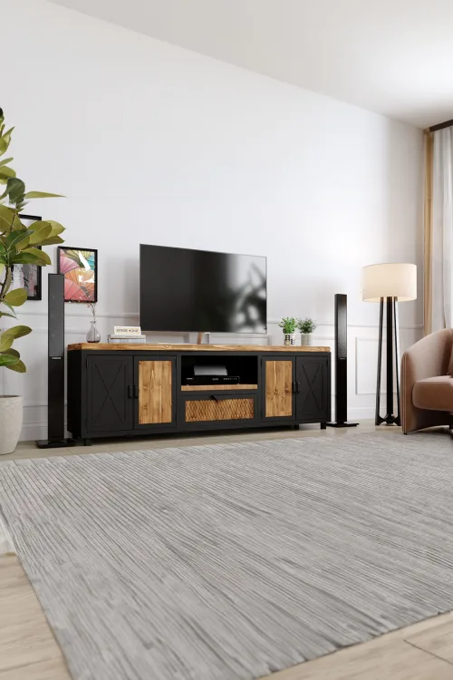 Nergis Tv Ünitesi – %100 Gerçek Ağaç, Uzun Ömürlü Kullanım, Kişiye Özel Üretim