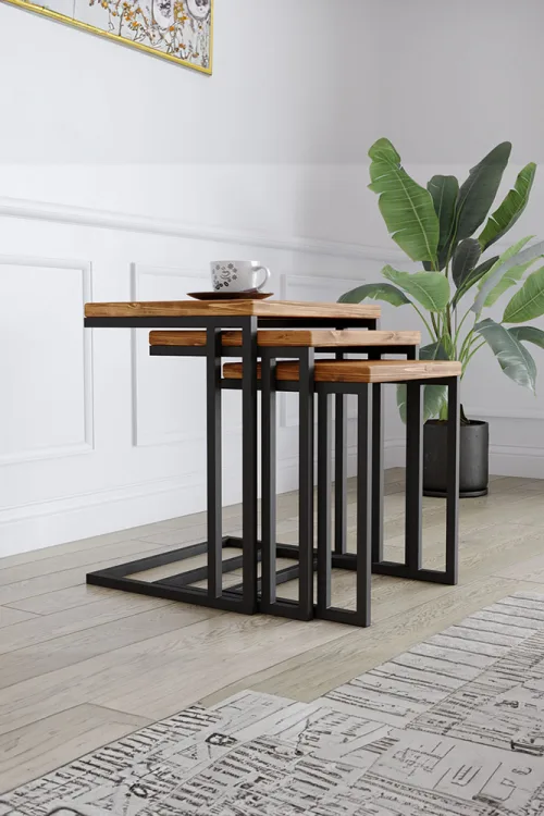 4003 Zigon Sehpa – %100 Gerçek Ağaç, Uzun Ömürlü Kullanım, Kişiye Özel Üretim